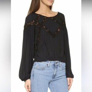 free people geometry lessons Long Sleeve Blouse with Lace Detail m